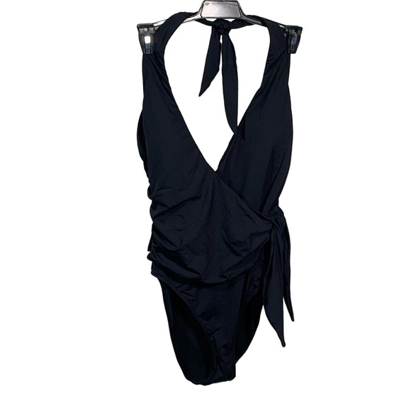 Lauren Ralph Lauren Halter wrap Side-Tie Tummy-Control swimsuit black 6 - Picture 14 of 14